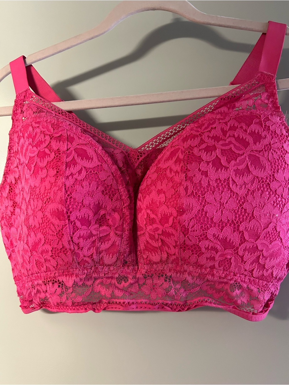 knix Floral Lace Bralette in Hot Pink